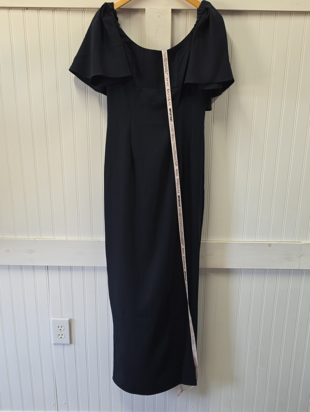 Mac Duggal NWT Navy Blue Short Flutter Sleeve Crepe Maxi Dress Size 4 #20962 - Picture 5 of 11